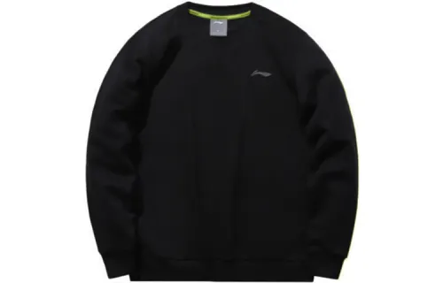 Li Ning Sweatshirts Men's Black Crew Neck Thickened Regular