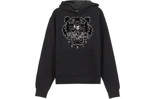 KENZO Sweatshirts Men's Black Hooded Moderate Regular