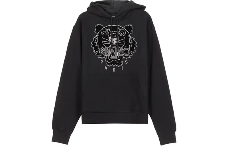 KENZO Sweatshirts Men's Black Hooded Moderate Regular