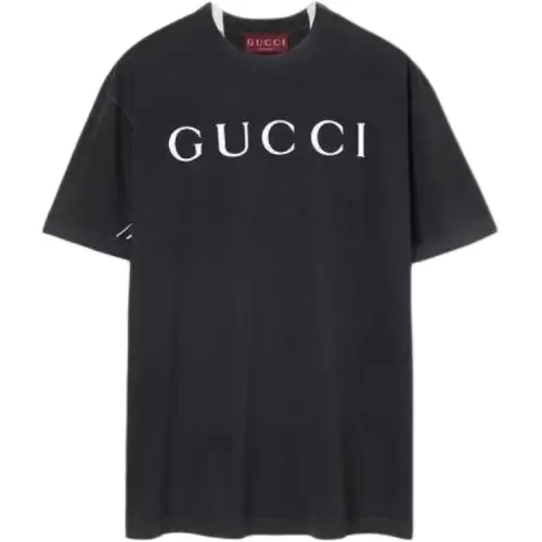 GUCCI T Shirts Men's Black Crew Neck Moderate Straight Fit