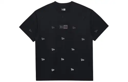 New Era T Shirts Unisex Black Crew Neck Moderate Straight Fit
