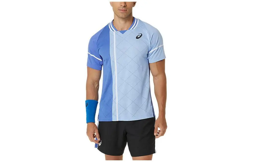 ASICS T-Shirts Men's Blue Crew Neck Moderate