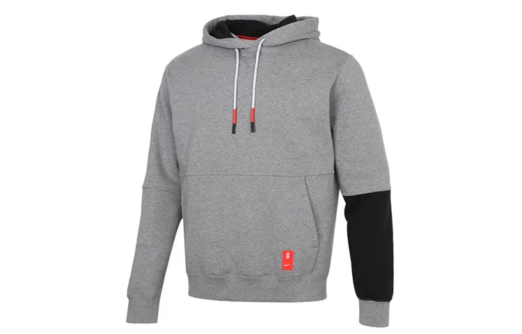 Nike Kyrie Sports Running Training Patchwork Pullover Fleece Lined Hooded Sweatshirt Men's Carbon Gray