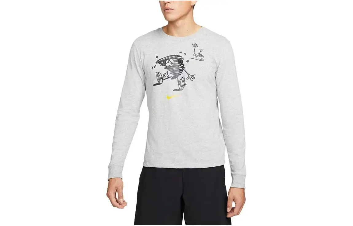 Nike T-Shirts Men's Gray Crew Neck Moderate Straight Fit