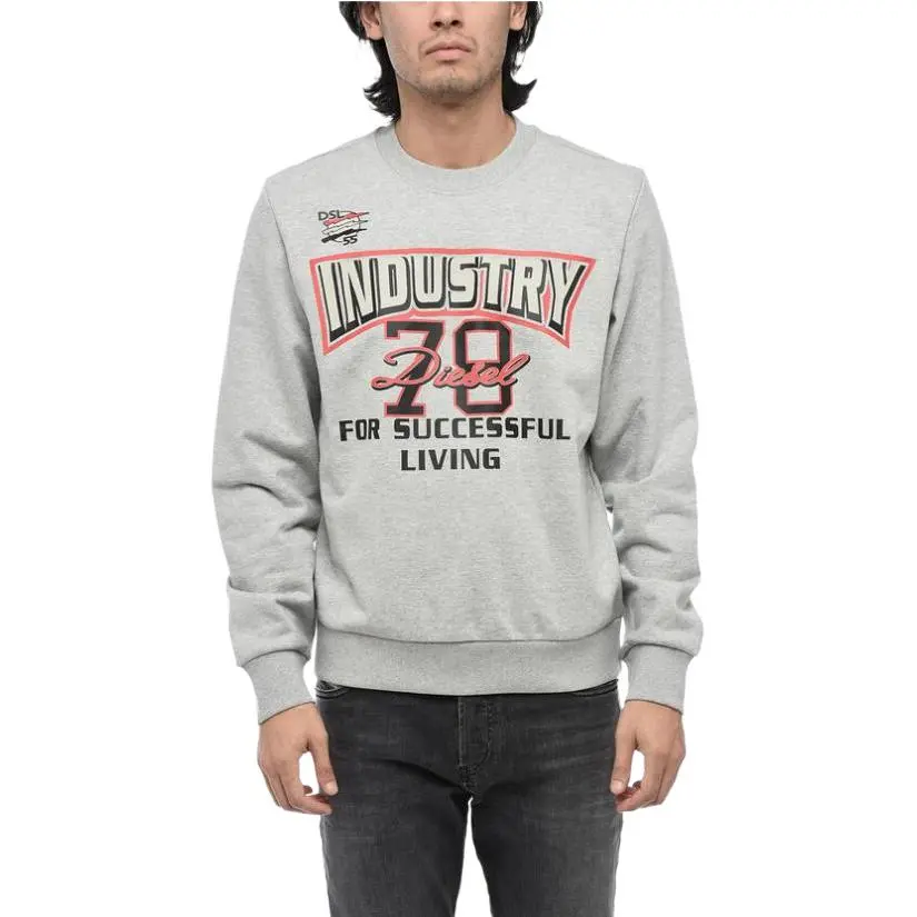 DIESEL T-Shirts Men's Gray Crew Neck Moderate Straight Fit