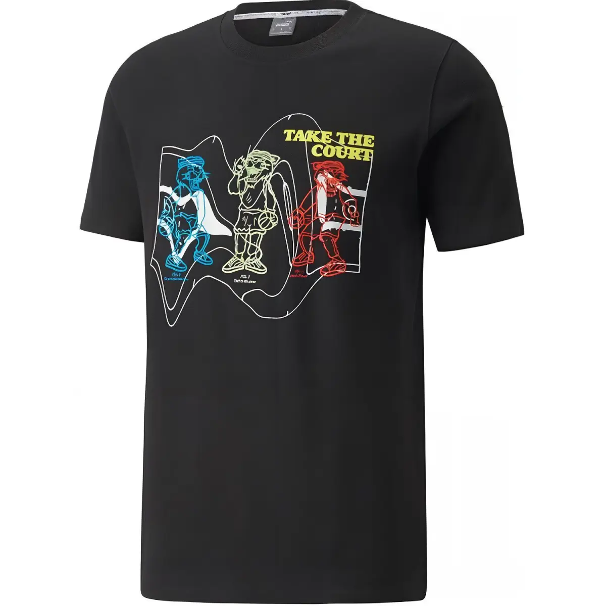 PUMA T-Shirts Men's Black Crew Neck Moderate Straight Fit