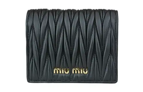 MIU MIU Sheepskin Wallet Women's Black