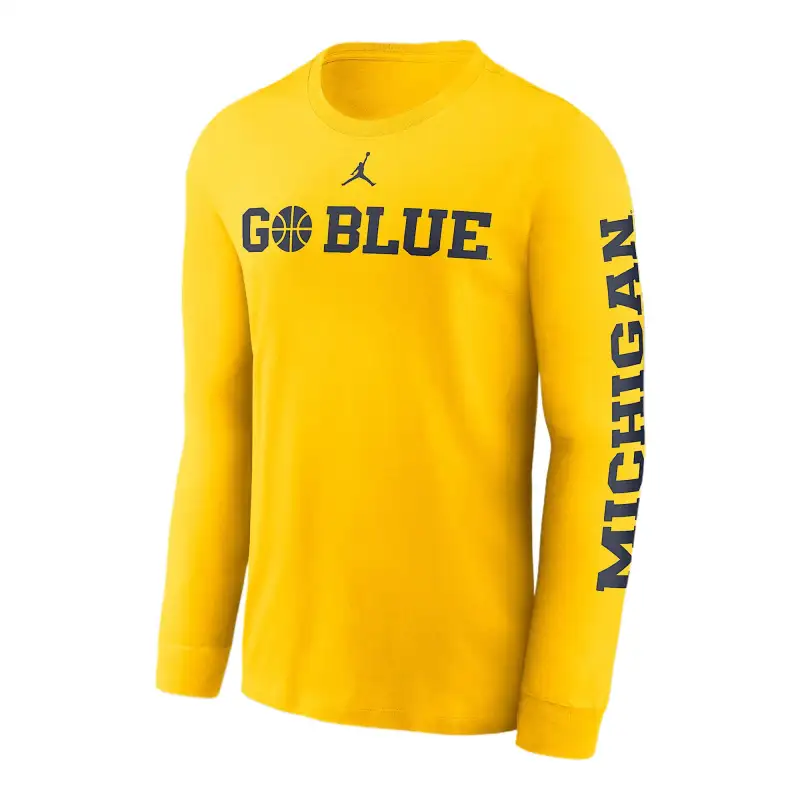 Nike Michigan Wolverines Basketball Icon Jordan College Long Sleeve T Shirt