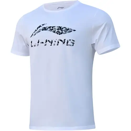 Li Ning T Shirts Men's Standard White Crew Neck Moderate Straight Fit
