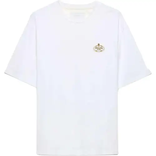 Prada Logo Embroidered Short Sleeved T-Shirt