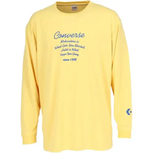 Converse T Shirts Men's Yellow Crew Neck Moderate Straight Fit