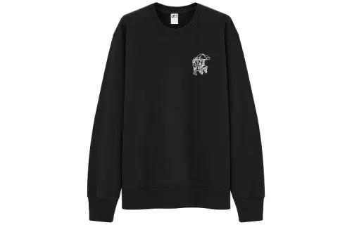 UNIQLO Crew Neck Regular Sweatshirt Unisex Black