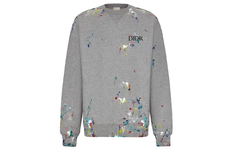 DIOR Quarterly New Products Sweatshirts Men's Gray Crew Neck Moderate Regular