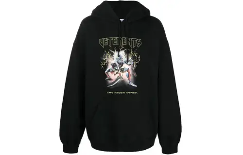 Vetements Sweatshirts Men's Black Hooded Moderate Regular