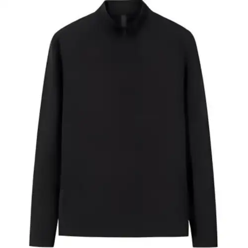 ANTA T Shirts Men's Black Stand Collar Moderate Straight Fit