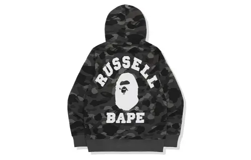 Bape X Russell Color Camo College Hoodie