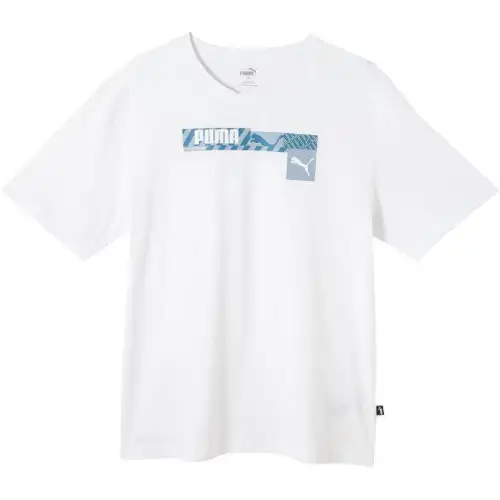 PUMA T Shirts Men's White Crew Neck Moderate Straight Fit