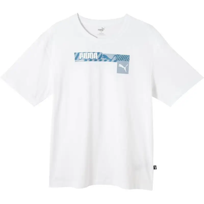 PUMA T Shirts Men's White Crew Neck Moderate Straight Fit