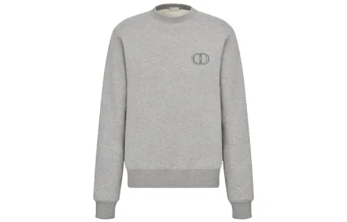 DIOR Sweatshirts Men's Gray Crew Neck Moderate Regular