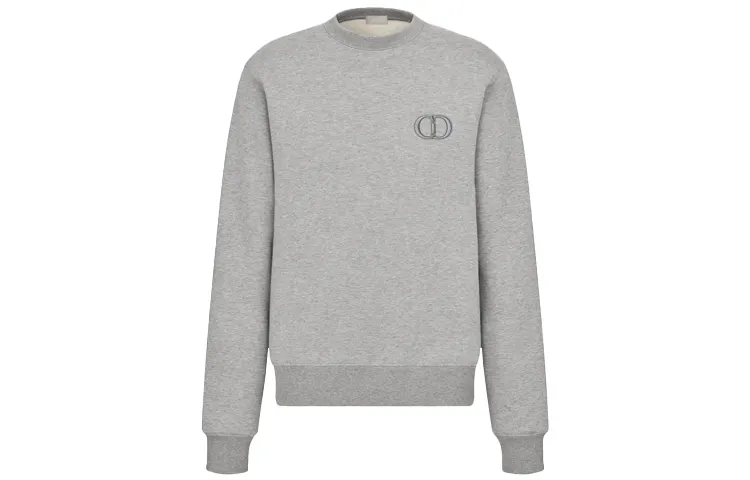 DIOR Sweatshirts Men's Gray Crew Neck Moderate Regular