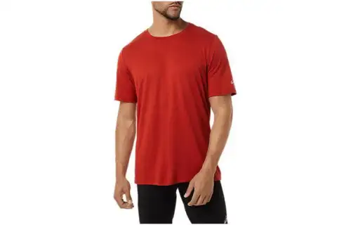 ASICS HTHR TECH T Shirts Men's Red Crew Neck Moderate Other