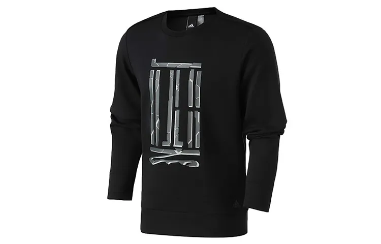 Adidas Sweatshirts Men's Black Crew Neck Moderate Regular