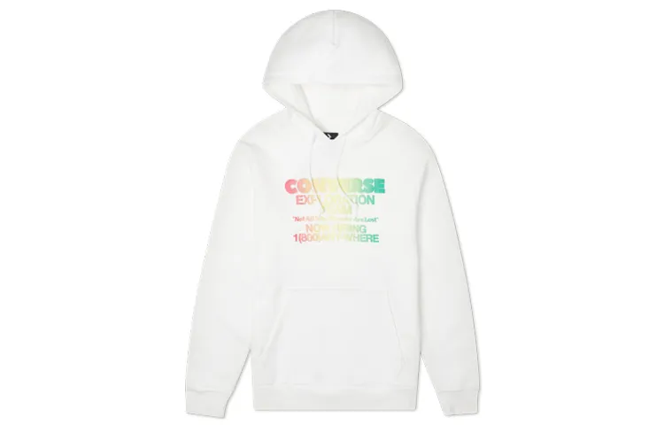 Converse Sports Print Letter Thickened And Fleece Lined Pullover Sweatshirt Men's White