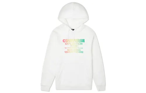 Converse Sports Print Letter Thickened And Fleece Lined Pullover Sweatshirt Men's White