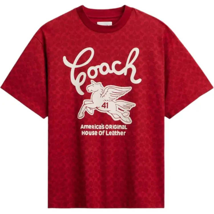 COACH T-Shirts Unisex Red Crew Neck Moderate