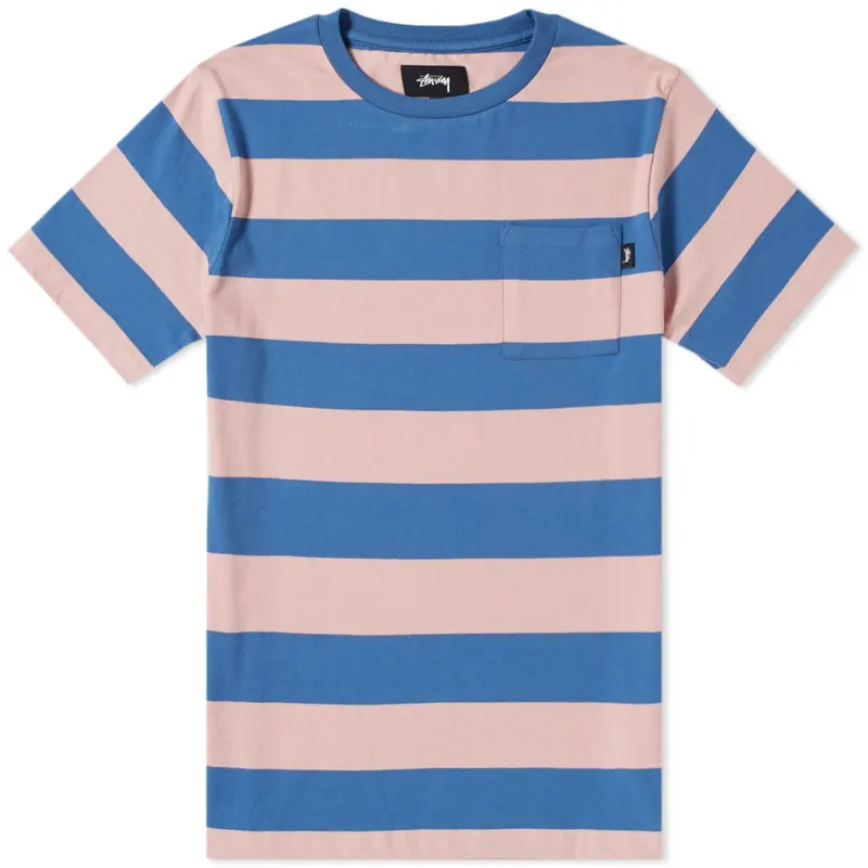 Stussy T Shirts Men's Blue Crew Neck Moderate Straight Fit