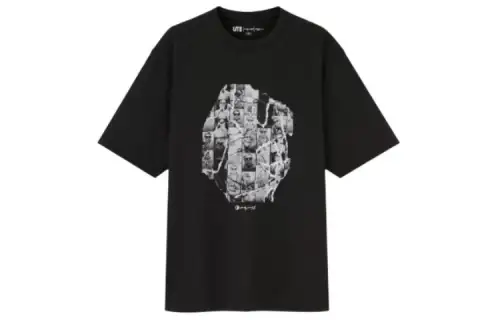 UNIQLO T Shirts Unisex 09 Black Crew Neck Moderate