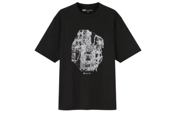 UNIQLO T Shirts Unisex 09 Black Crew Neck Moderate
