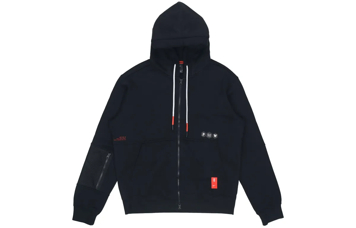 Nike Sweatshirts Men's Black Hooded Moderate Cardigan