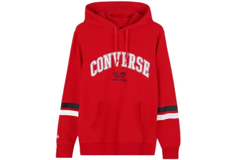 Converse Collegiate Text Sweatshirts Men's Red Hooded Moderate Regular
