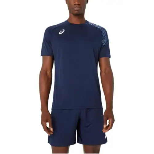 ASICS T Shirts Men's Blue Crew Neck