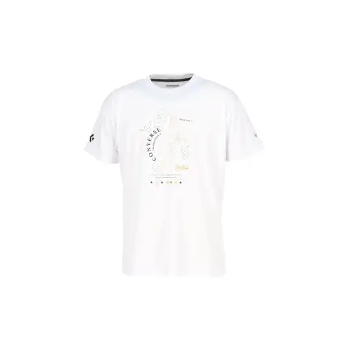 Converse T Shirts Men's White Crew Neck Moderate Straight Fit