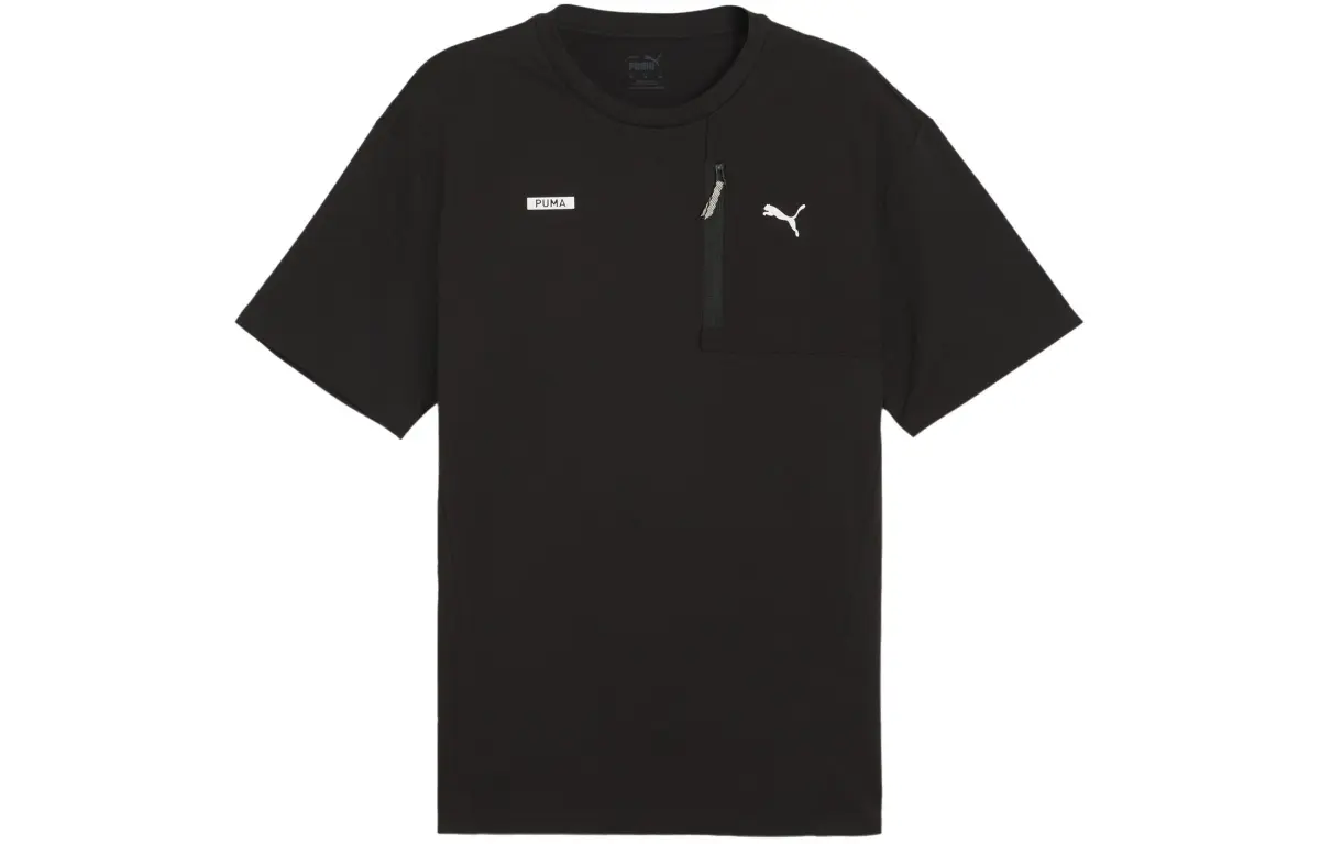PUMA T-Shirts Men's Black Crew Neck Moderate