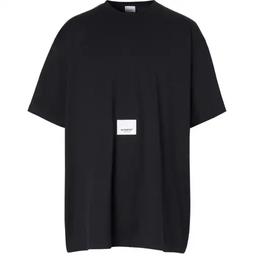 Burberry T Shirts Men's Black Crew Neck Moderate Straight Fit