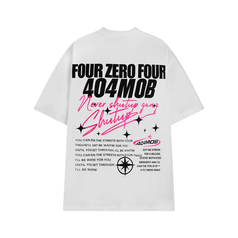 404MOB GANG T Shirts Unisex Crew Neck Moderate Heavyweight