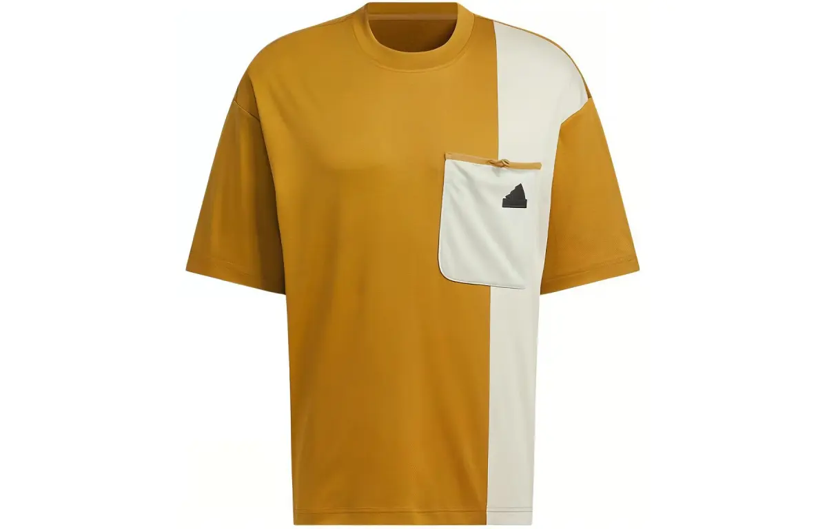 Adidas T-Shirts Men's Yellow Crew Neck Moderate