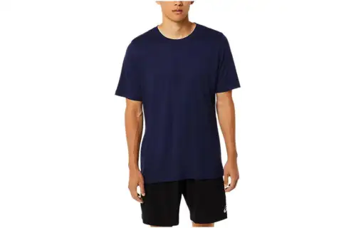 Asics Short Sleeve Hthr Tech Top T Shirt Men's Dark Blue