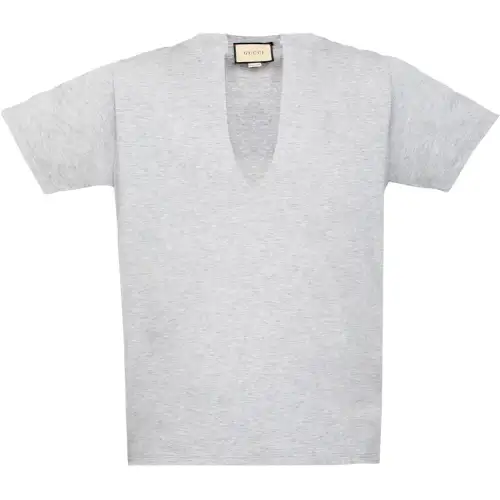 GUCCI T Shirts Men's Gray Crew Neck Moderate Straight Fit