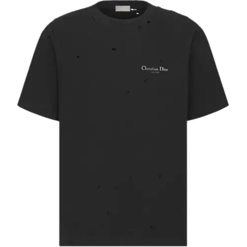 DIOR T Shirts Men's Black Crew Neck Moderate