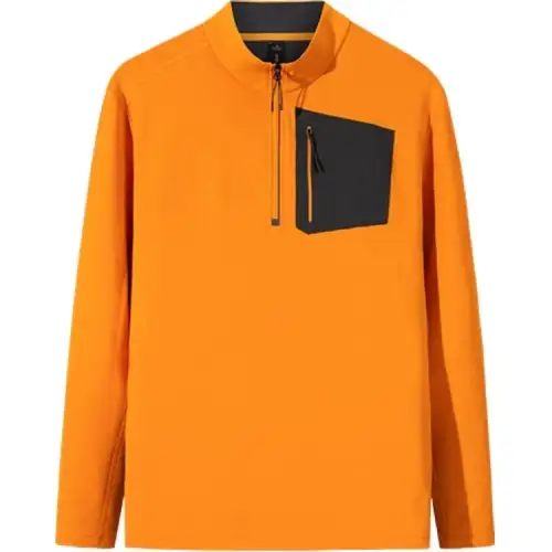 Anta Champion Outdoor Collection, Comfortable Casual Minimalist Style Fleece Lined Thermal Long Sleeved T Shirt Men's