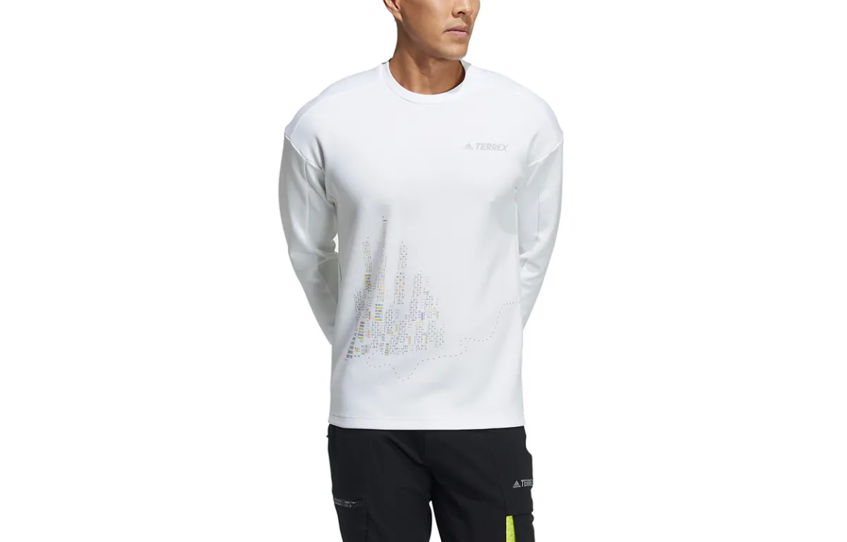 Adidas Sweatshirts Men's White Crew Neck Moderate Regular