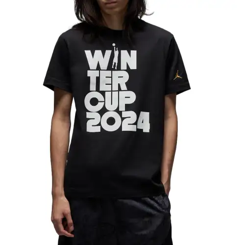 Jordan T Shirts Men's Black Crew Neck Moderate Straight Fit