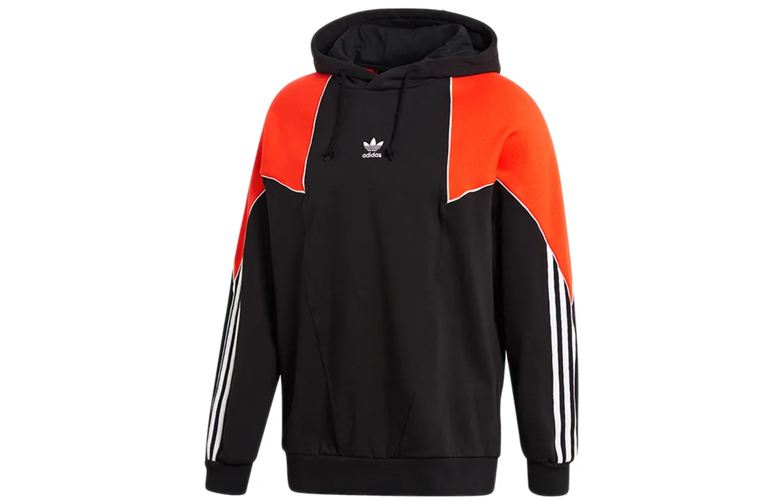 Adidas Originals Big Trefoil Abstract Sweatshirts Men's Black Orange Hooded Moderate Regular