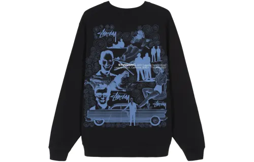Stussy Sweatshirts Unisex Black Crew Neck Moderate Regular