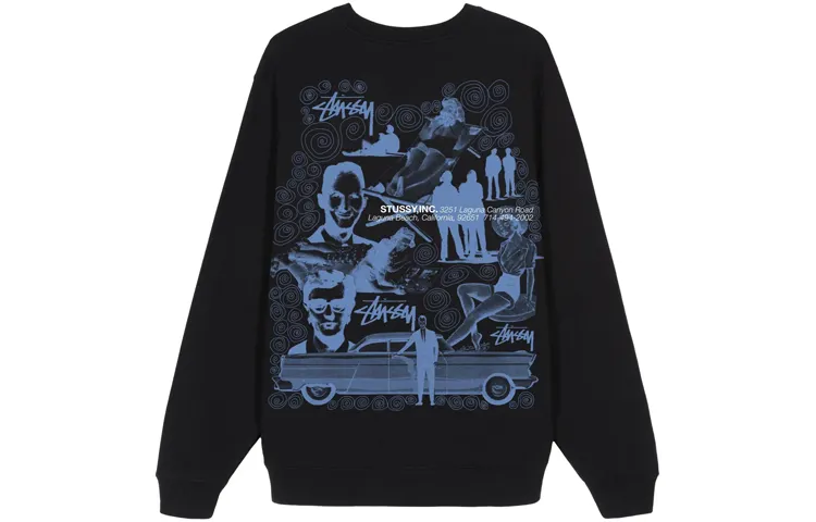 Stussy Sweatshirts Unisex Black Crew Neck Moderate Regular