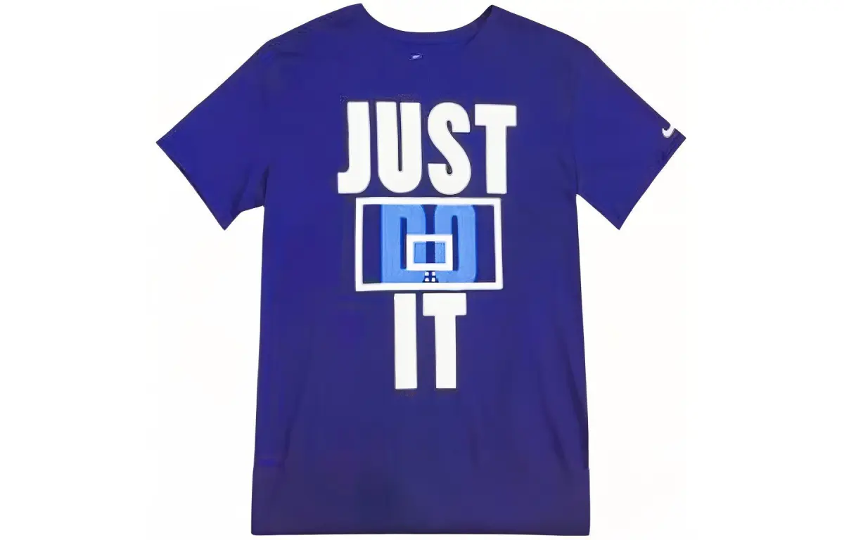 Nike T-Shirts Men's Blue Crew Neck Moderate Straight Fit